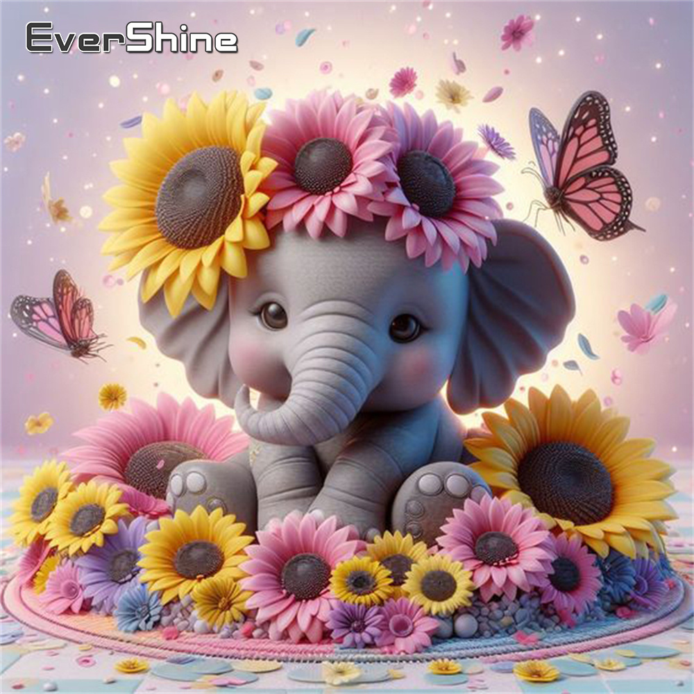 Photo Mosaic Print - Алмазная живопись Evershine со слоном, Набор